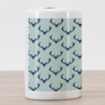 thumbnail image 3 of Deer Ceramic Toothbrush Holder, Jungle Creature Heads with Antlers Abstract Animal Motifs Hipster Wildlife, Decorative Versatile Countertop for Bathroom, 4.5" X 2.7", Pale Seafoam Navy Blue, 3 of 4
