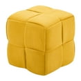 thumbnail image 2 of IVV Upholstered Corduroy Ottoman in Woven Design, Modern Square Foot Rest, Padded Footstool for Small Space (Yellow, 15.7"), 2 of 7