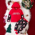 thumbnail image 3 of GYRATEDREAM Toddler Girls Christmas Outfit Kids Hoodie Sweatsuit Merry Christmas Reindeer Sweatshirt Pants 2PCS Fall Winter Outfits Set for 5-6Y Red, 3 of 9