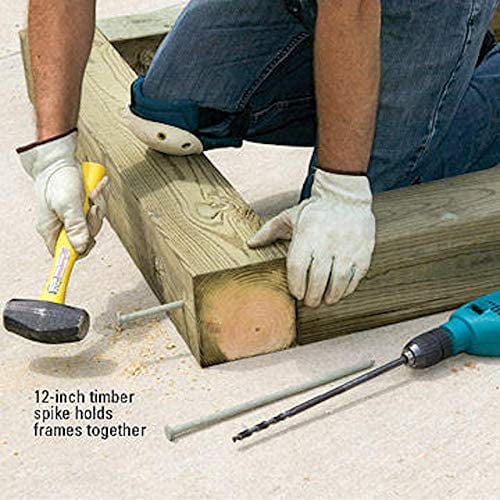 10 Count - Round Metal Landscape & Paver Edging Anchoring Spikes, 12-Inch Length - Bright Spike Timber Nail, Tent Spike, Camping, Trapping, Landscape