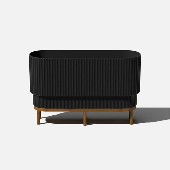 Veradek Demi Series Raised 30" Long Plastic-Stone Planter - (Black/Brown, 1 Pack)