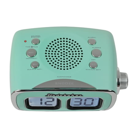 Studebaker - SB3500 Retro Digital AM/FM Dual Alarm Clock Radio with Bluetooth - Teal
