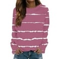 thumbnail image 2 of IMENGL Casual striped pullover top, Pink L, Size M-2XL, 2 of 5