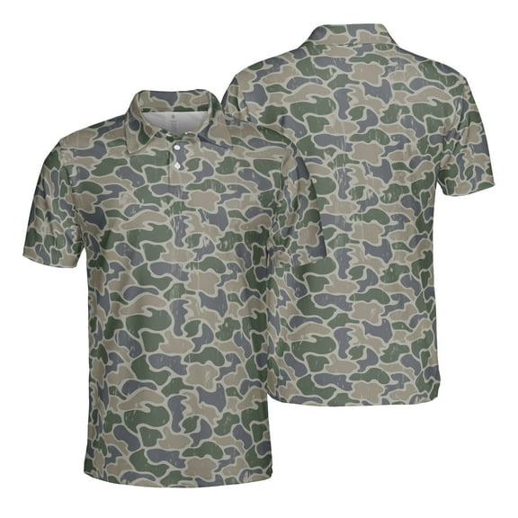 Backwoods Camo Polo Shirt for Men Short Sleeve Outdoors Fishing Hunting