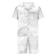 thumbnail image 4 of Stamzod Men Pajama Set Satin Short Sleeve Sleepwear Button Down Loungewear Quick Dry Fashion Colorblock Men Short Sets Outfits with Pockets on Clearance, 4 of 4