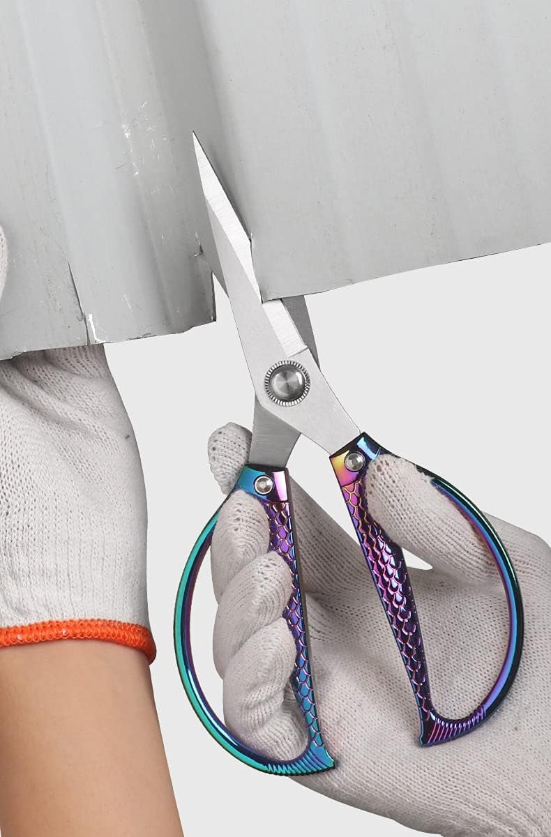 ABCISI Professional Kitchen Scissors, Stainless Steel Kitchen Shears, All Purpose Shears for Sewing Embroidery Tailor Shears Cutter Leather, Ideal for Office & Home Use, Rainbow