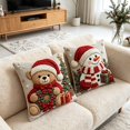 thumbnail image 6 of Christmas Pillow Covers 18x18 Set of 2, Rustic Santa SnowmanTeddy Bear Reindeer Winter Hoilday Decorative Throw Pillow Covers for Home Bedroom Living Room(B), 6 of 6