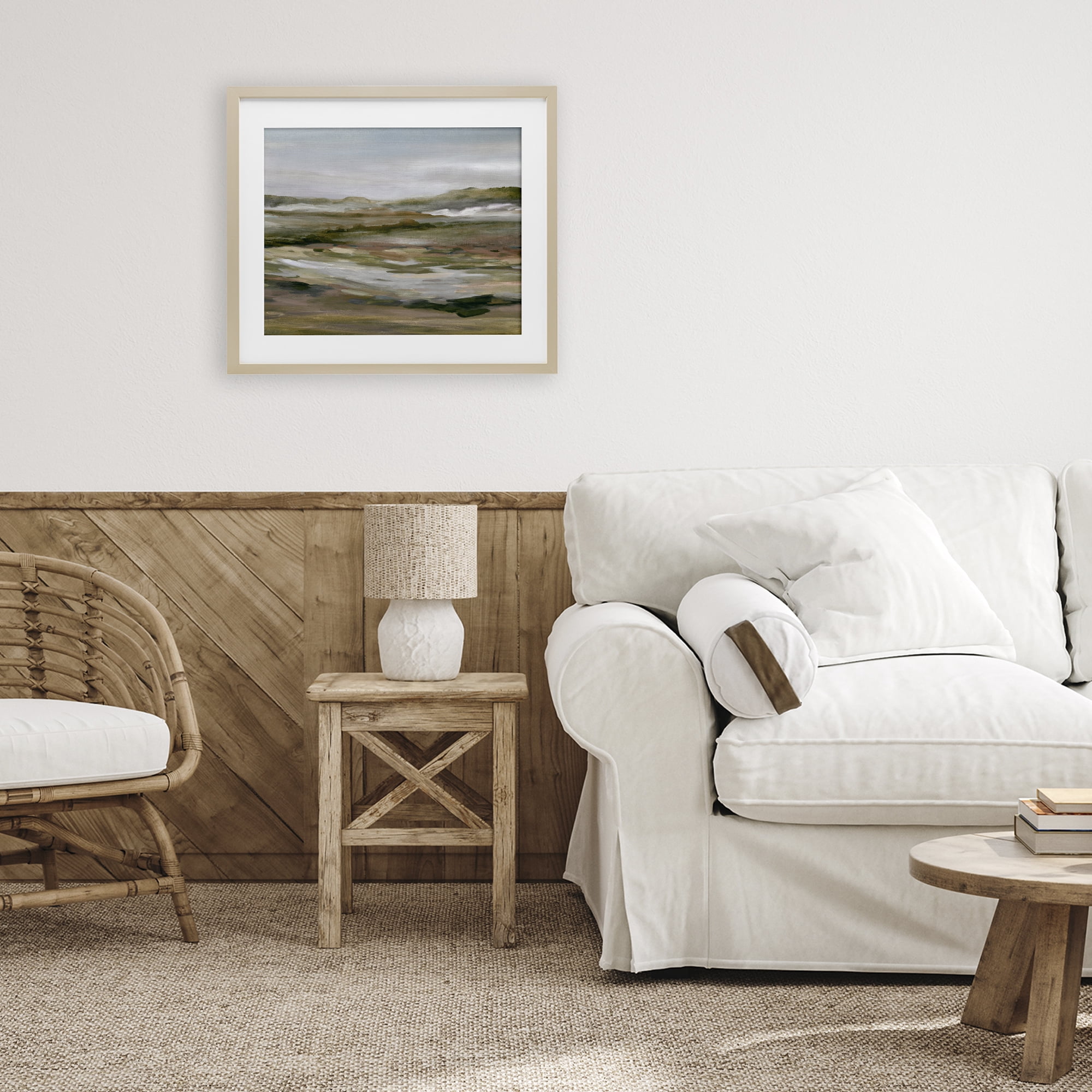 Stupell Industries Natural Meadow Abstract Horizon Birch Framed Print Under Glass, design by Carol Robinson
