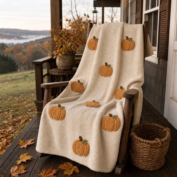 EWASWON Halloween Flannel Throw Blanket Under 10, 27.5x39.5in Home Fall Decor Throw Blankets, White Fall Pumpkin Halloween Blanket Throw Soft Cute for Decor Sofa Bedroom Holiday Gift
