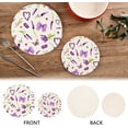 thumbnail image 3 of SKYSONIC 2 pcs Butterfly Lavender Floral Pot Holders Trivets, Heat Resistant Trivets,Watercolor Summer Cotton Thread Weave Mats for Hot Pads Pans Pot Bowl Teapot, 3 of 7