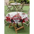 thumbnail image 3 of Outdoor Tablecloth with Umbrella Hole and Zipper, Valentines Round Table Cloth 60 Inch Waterproof Tablecloth, Pink Red Love Heart Gnomes Eucalyptus Vintage Picnic Table Cover for Patio Camping, 3 of 7
