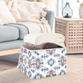 thumbnail image 3 of Yayeee Collapsible Cube Storage Bin with Lid Fabric Closet Decorative Basket with Handles, Navy Blossom Mosaic, 3 of 7