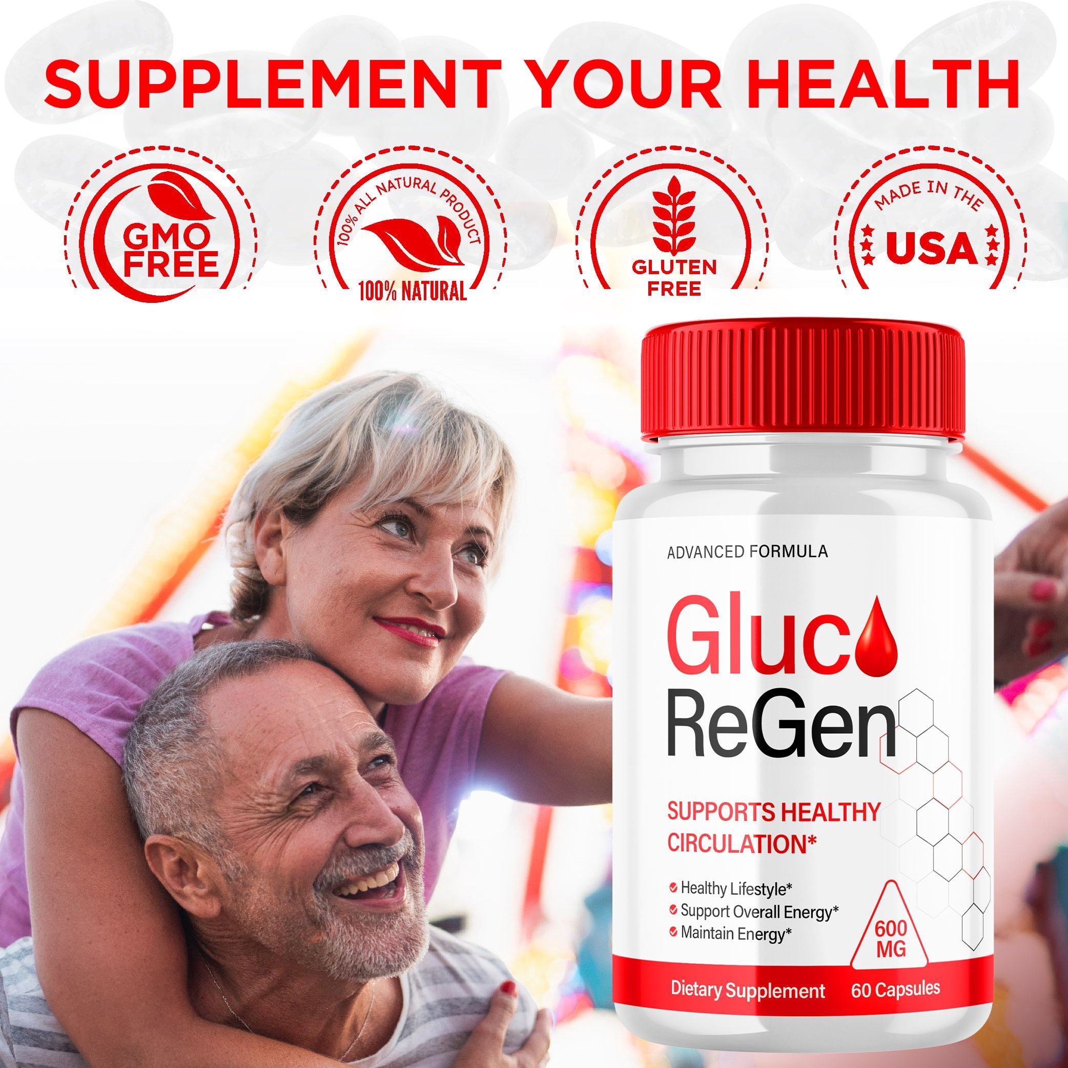 Gluco ReGen Advanced Glycogen Supplement All Natural Circulation Support 180 Capsules