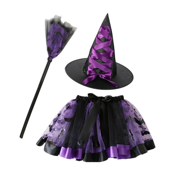 Disfraz de Halloween para niñas Yinane tutú de tul accesorios fotográficos en púrpura