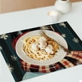 thumbnail image 6 of Fenyluxe  Snowman Red and Black Buffalo Plaid Christmas Placemats Set of 4,Seasonal Winter Xmas Holiday Table Mats for Party Kitchen Dining Decoration 18x12in, 6 of 8