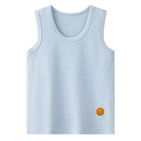 CYRBOKO Kids Tank Tops, Summer Sleeveless Casual Crewneck Boys Girls Undershirts Blue Size 6 T