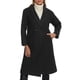 thumbnail image 1 of Abrigo largo de mujer de invierno con solapa de muesca, doble botonadura, de longitud media, color negro, 1 of 6