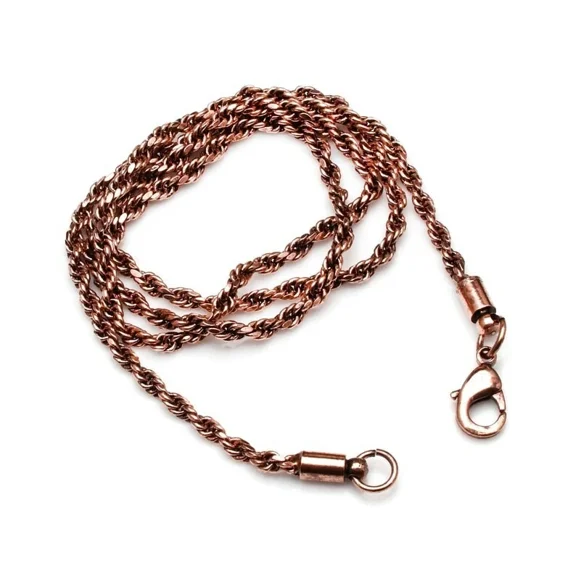100% Solid Pure Copper Rope Chain Designer Link Chain Necklace Jewelry Size 24 inch