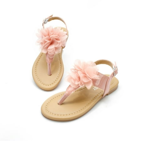 

PEASKJP Platform Sandals Children Girls Non-slip Outdoor Beach Slip On Strappy Comfy Sandals Girls Summer Dress Shoes Pink 11