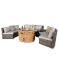 thumbnail image 2 of Outdoor Furniture 6-Piece Half-Moon Wicker Sectional Sofa Set with Round Fire Pit Table, Grey, 2 of 6