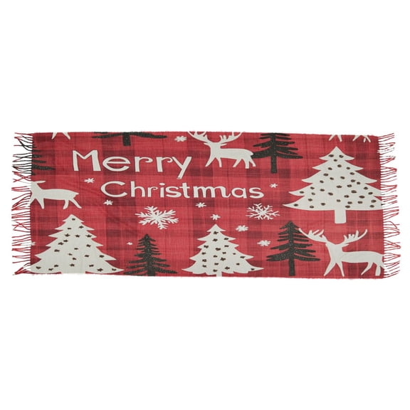 BZSMCE Women Scarf Dark Red Plaid and Reindeer Simple Pattern Soft Warm Long Large Scarves