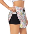 thumbnail image 1 of Balery Retro Floral Pantalones cortos deportivos para mujer con forro y dos bolsillos, elásticos, para entrenamiento, gimnasio, yoga-X-Large, 1 of 7