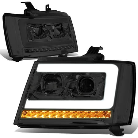 Chevy Denali Tahoe Led - For 2007 to 2014 Chevy Tahoe / Suburban / Avalanche LED DRL+Sequential Turn Signal Projector Headlight Lamps Smoked Lens Clear Corner 08 09 10 11 12 13