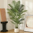 thumbnail image 3 of 6ft Large White Round Planter Artificial Phoenix Tail Palm Tree, Realistic Foliage for Home and Office Decor, 3 of 4