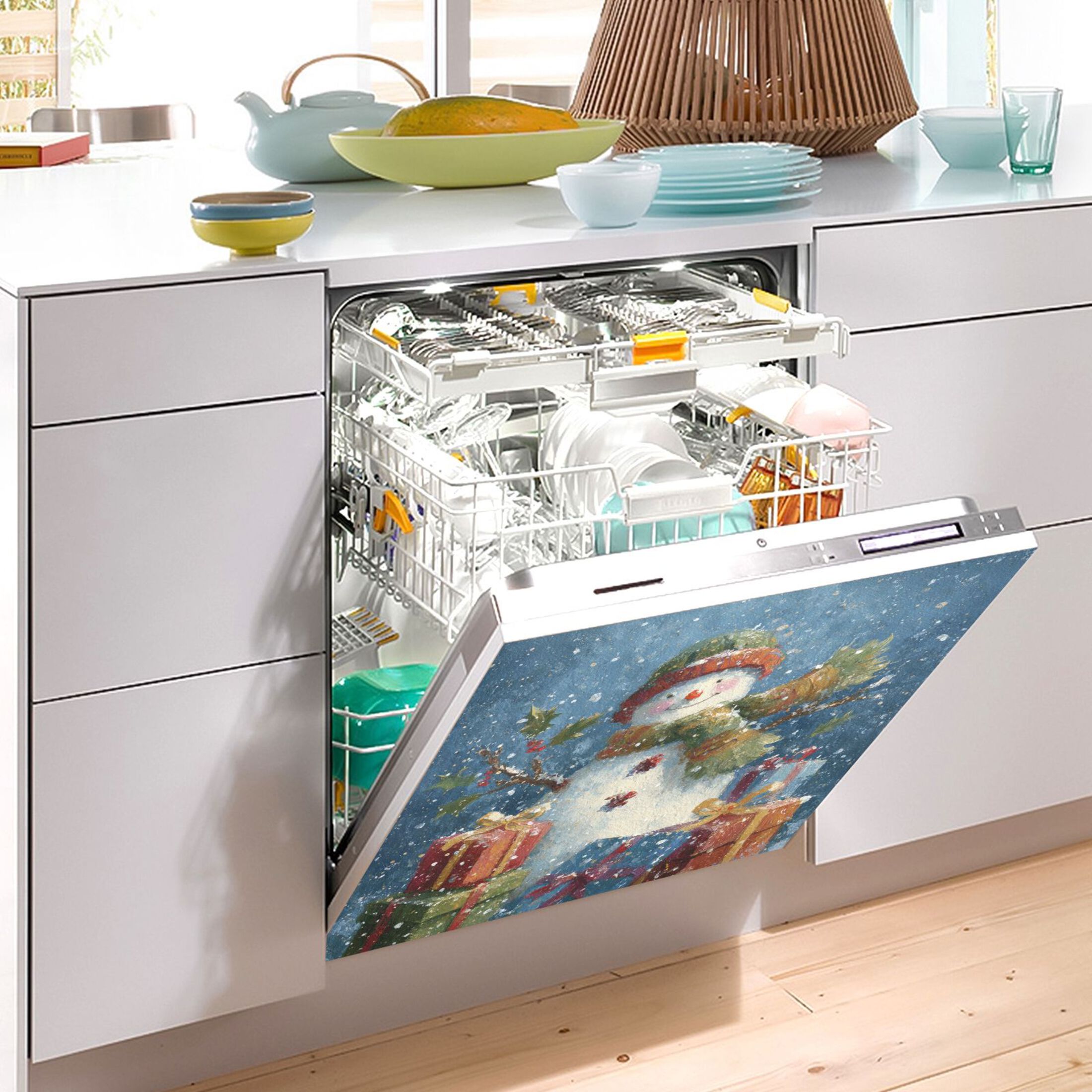 Dishwasher Sticker Magnetic Dishwasher Sticker Magnetic Decorative Sticker Refrigerator Sticker Dishwasher Decorative Stickers Christmas Snowman Cute