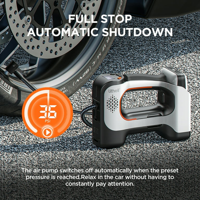 Mini Electric Bike Pump 150 PSI, Rechargeable, Auto Shut-Off (Fits