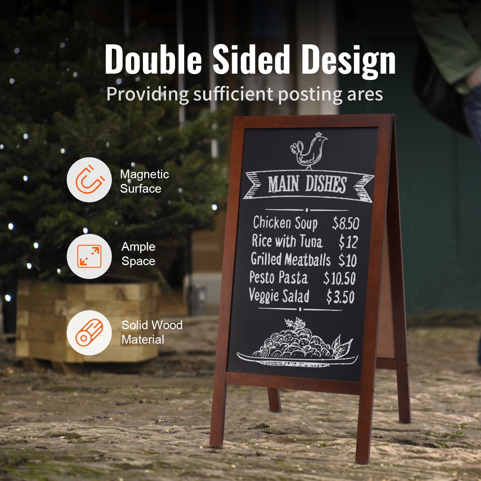 KFFKFF Magnetic Menu Display Easel Sign Chalkboard