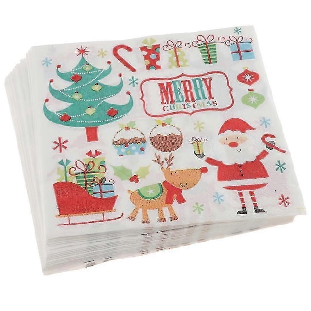 20pcs Merry Christmas Santa Claus Disposable Paper Napkin Christmas Napkin
