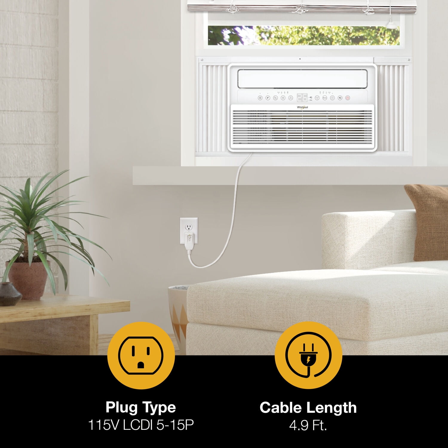 Whirlpool 8,000 BTU Window Mounted Inverter Air Conditioner with Remote Control, WHAW-081IN