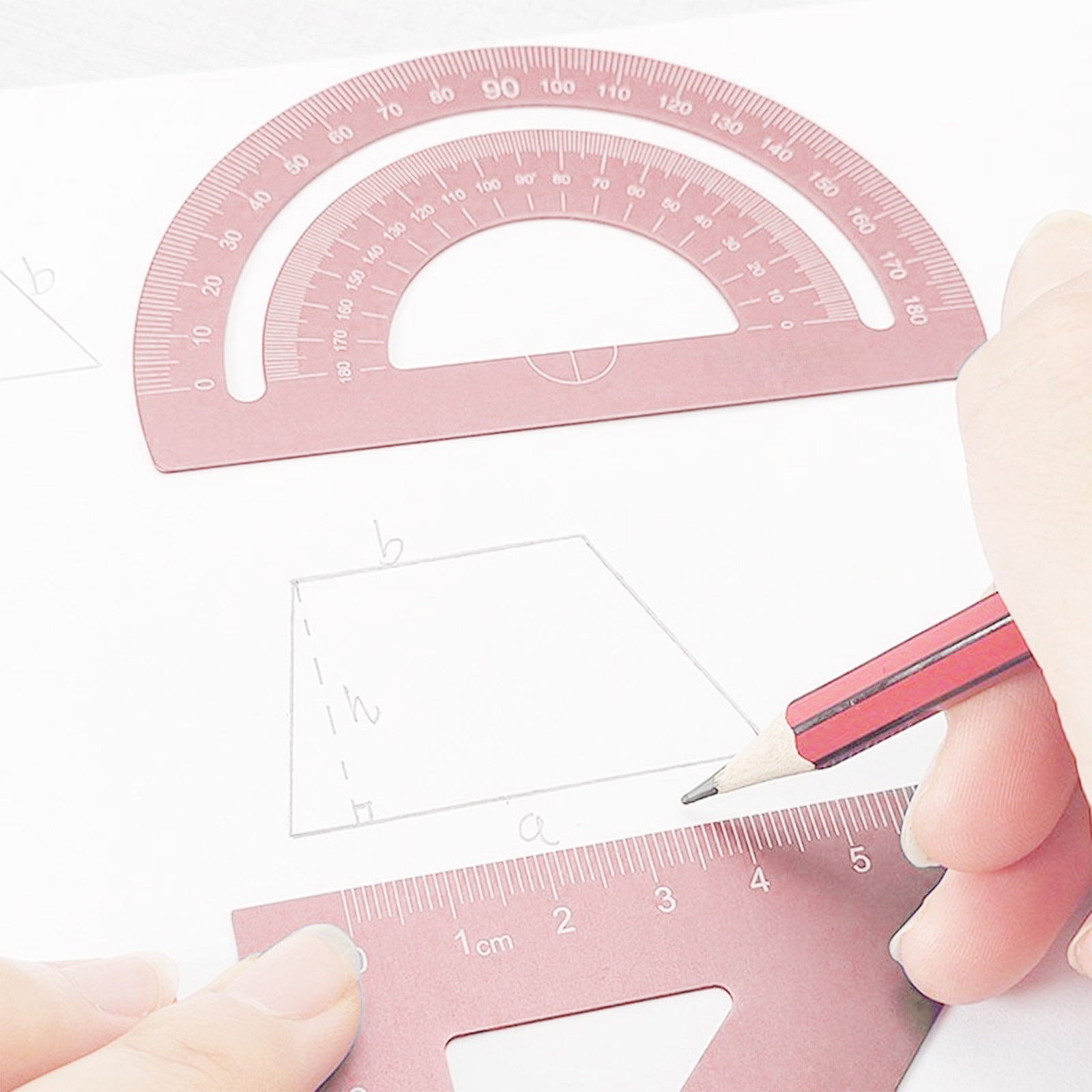 4pcs Aluminum Alloy Ruler Set For Students Engineers School Office