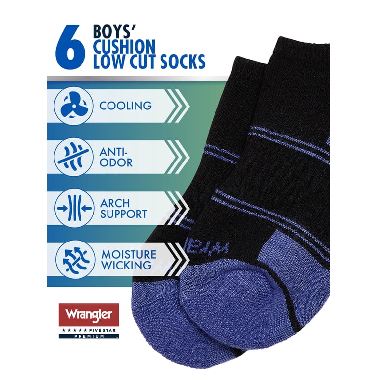 Wrangler Boys Essentials Cool Comfort Low-Cut Socks 6-Pack photo 3