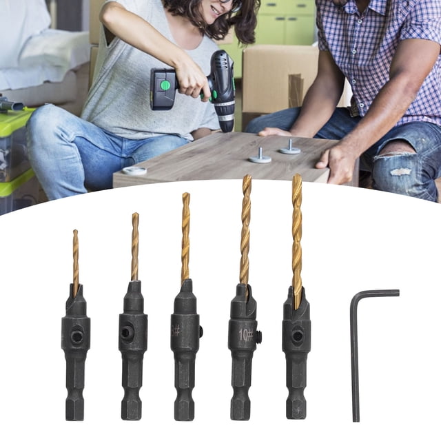 Contador 5pcs Brote De Perforación De Antecedentes 1/4 Pulgadas Kit De Herramientas De Perforación HSS HSS Para Carpintería Para Carpintería