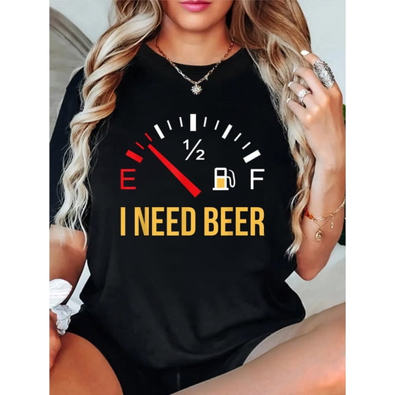 I Need Beer Beer Drinking Party Design Gift Relaxed Fit Classic Comfort Cotton T-Shirt Women's Men's Graphic Tee Crew Neck summer vacation Tops