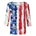 thumbnail image 4 of GERsome Womens 4th of July T-Shirts American Flag Patriotic Shirts Crewneck 3/4 Sleeve Loose Fit Summer Tops USA Flag Stars Stripes Graphic Tee S-5XL, 4 of 5
