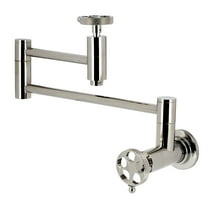 Kingston Brass KS8106RKX Webb Wall Mount Pot Filler Faucet with Knurled Handle, Polished Nickel