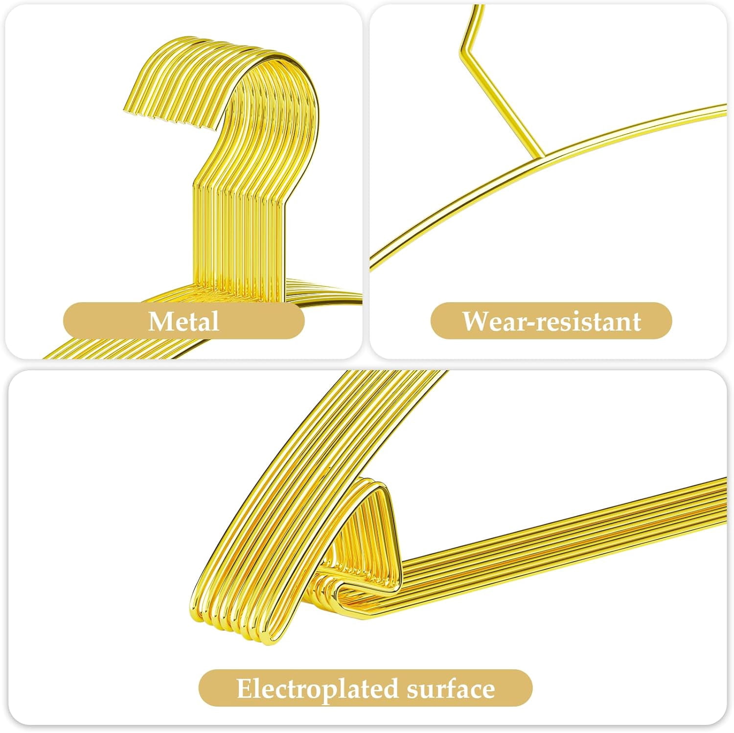 SPECILITE Metal Coat Hangers, 15 Pack No Shoulder Bump Clothes Hangers, Space-Saving  for Suit, Sweaters, Jackets, Pants - Gold