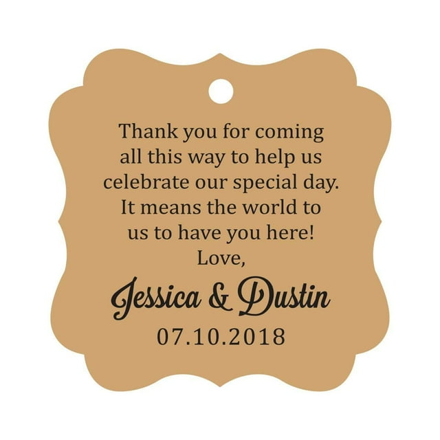 Darling Souvenir Custom Wedding Thank You Message Gift Tags Personalized Party Favor Hang Paper Tags-Kraft-100 Tags