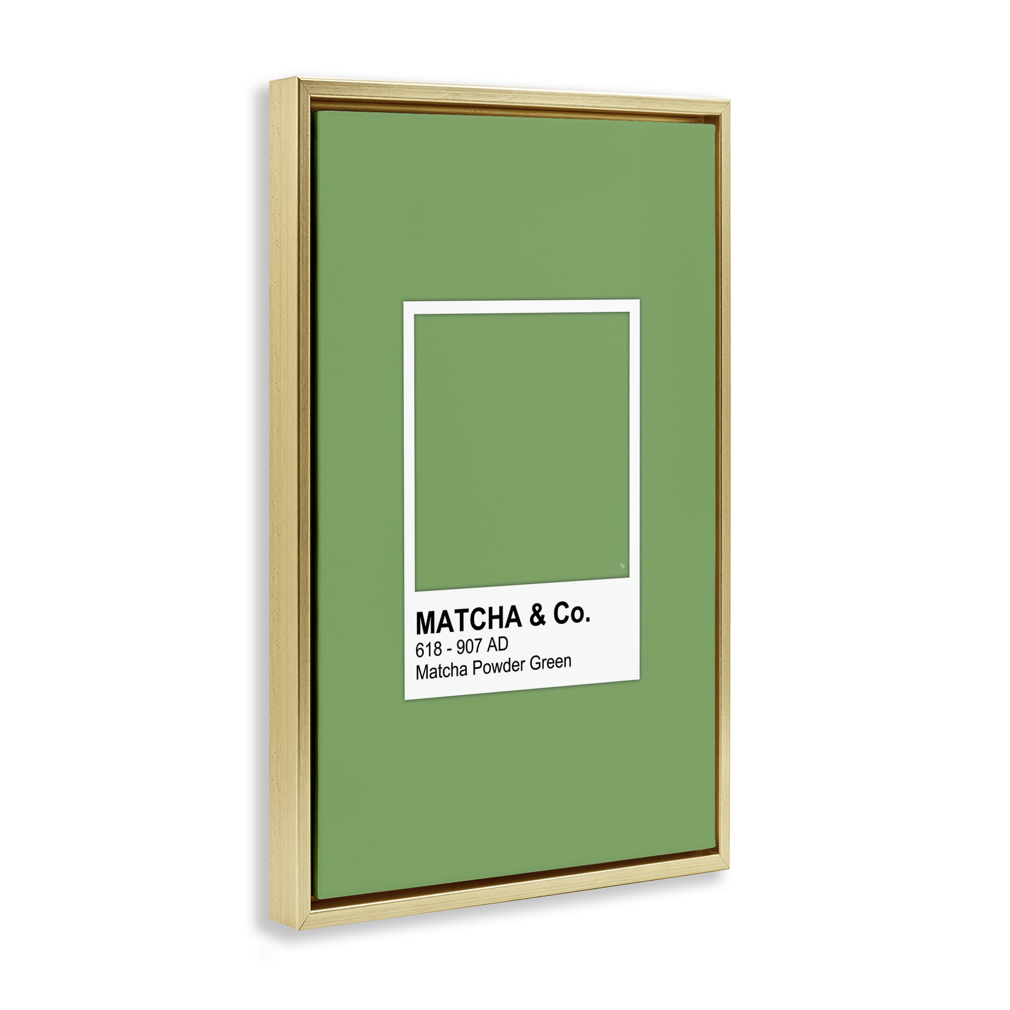 Stupell Industries Matcha Powder Green Shade Gold Framed Floater Canvas Wall Art, design by Martina Pavlova