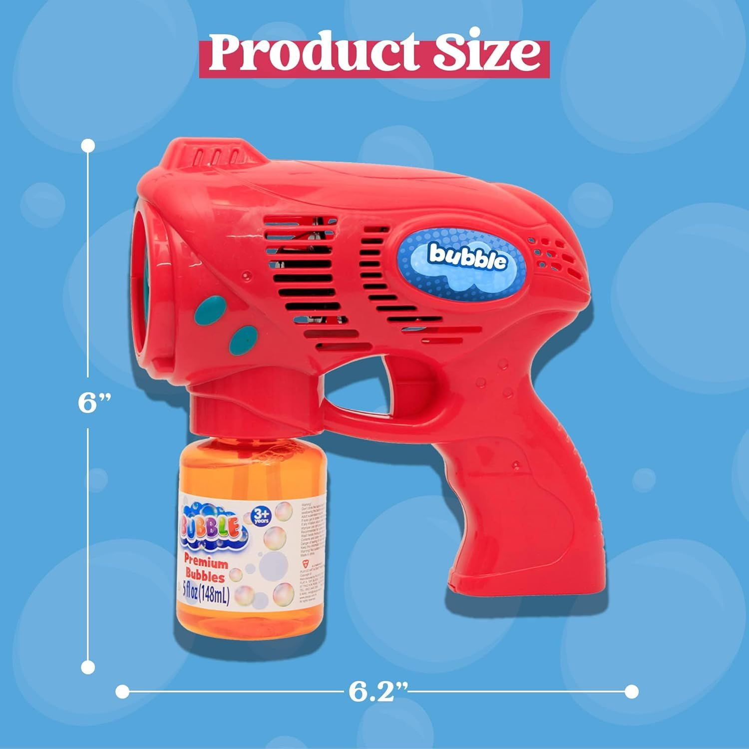2 Kids Bubble Gun with 2 Bottles Refill Solution, Bubble Machine Gun for Toddlers 1-3 Kids 4-8, Party Favors, Summer Toy, Outdoors, Easter, Birthday Gift