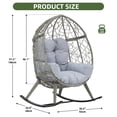 thumbnail image 6 of Uforic Outdoor Rocking Rattan Egg Chair with Cushioned Comfort, 250lb Capacit, Light Grey, 6 of 9