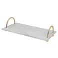 thumbnail image 1 of IH Casa Decor White Marble Rect. Plateau De Service Avec Des Poignées D'Or, 1 of 4