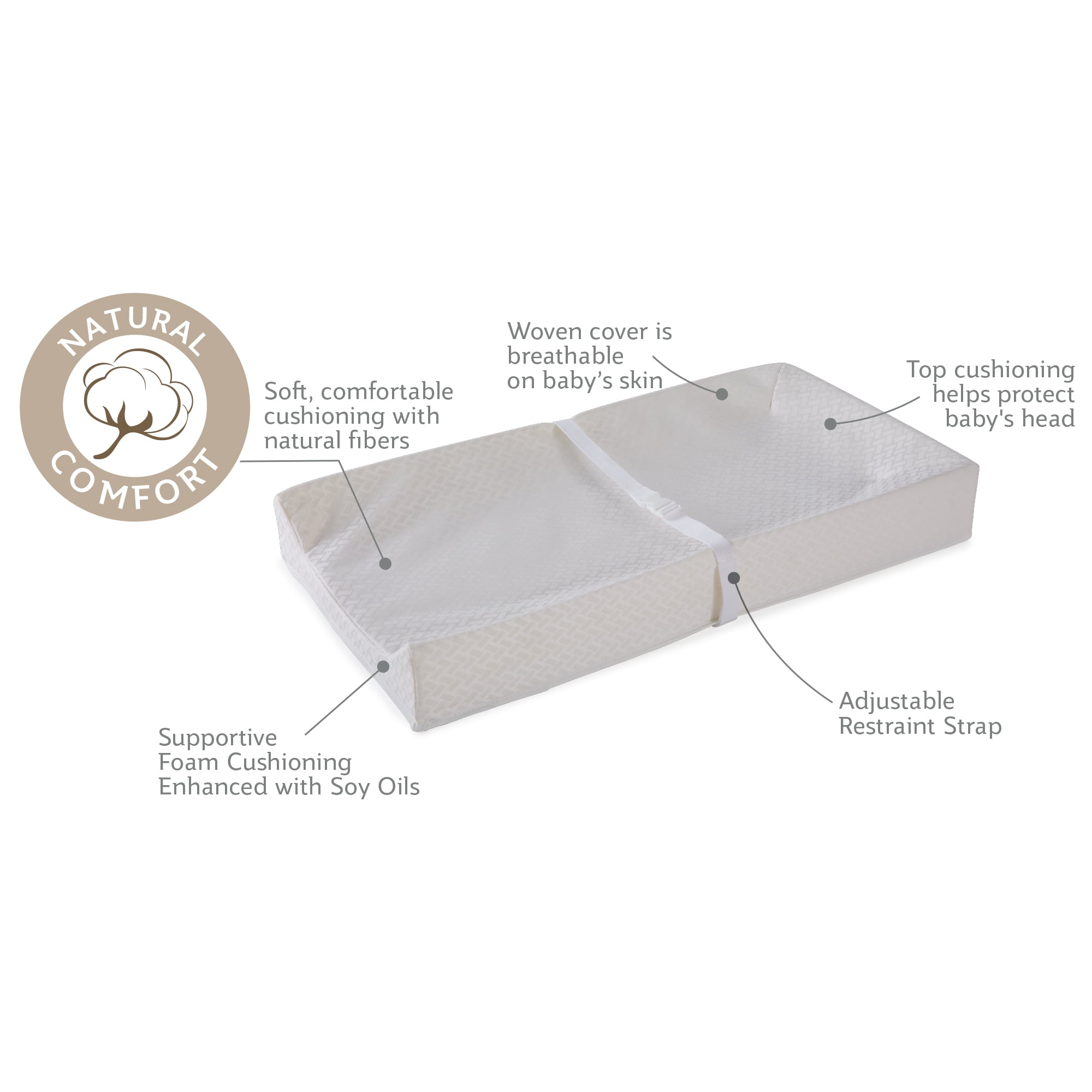 Sealy Cotton Waterproof Diaper Changing Pad, off-White