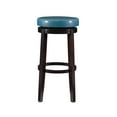 thumbnail image 2 of Linon Maya 31" Teal Blue Faux Leather Swivel Bar Stool in Brown Wood Frame, 2 of 15