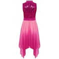 thumbnail image 3 of CHICTRY Robe de Danse Sans Manches à Sequins pour Filles, Tunique de Culte Irrégulière, Rose Vif 10, 3 of 8