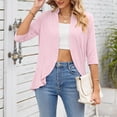 thumbnail image 4 of JGGSPWM Womens Dressy Casual Tops 3/4 Sleeve Shirts Open Front Cardigan Teen Girl Tunic Solid Ruffle Shrugs Cardigans Casual Elegant Outwear Pink XXL, 4 of 8