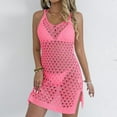 thumbnail image 7 of SELONE Women Cover ups for Swimwear Dresses Sleeveless Cutout Bathing Suit V Neck Split Mid Outerwear Hot Pink M, 7 of 7
